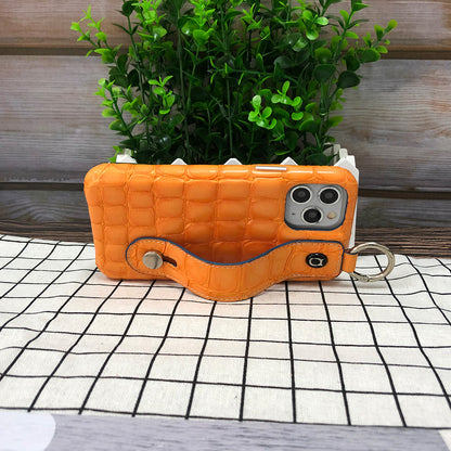 Crocodile embossed kickstand iPhone 11 Pro Max Leather Case with finger ring