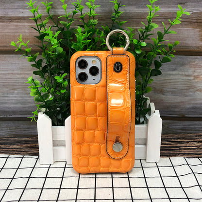 Crocodile embossed kickstand iPhone 11 Pro Max Leather Case with finger ring