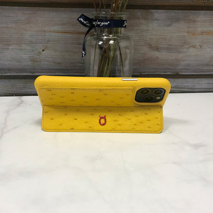 Ostrich Magnetic Kickstand Leather Phone Case iPhone 11 Pro Max