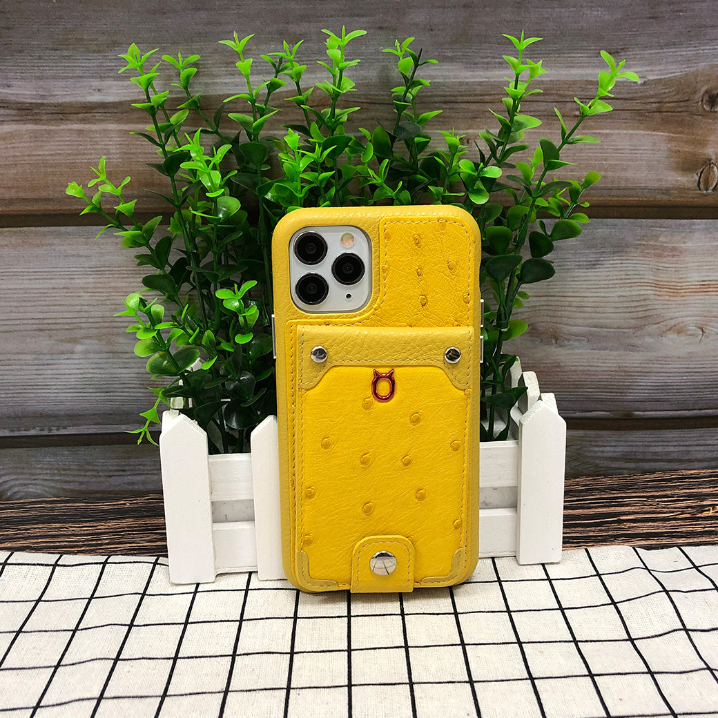 Ostrich detachable kickstand Wallets Leather Case iPhone 11 Pro Max - Yellow
