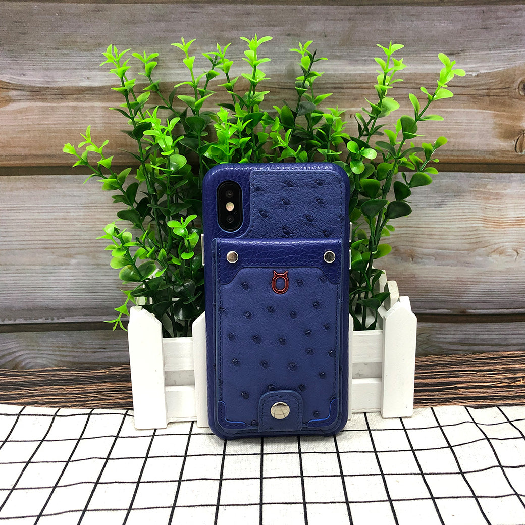 Ostrich detachable kickstand Wallets Leather Case iPhone 11 Pro - Blue