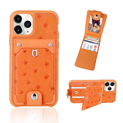 Ostrich detachable kickstand Wallets Leather Case iPhone 11 Pro Max - Orange