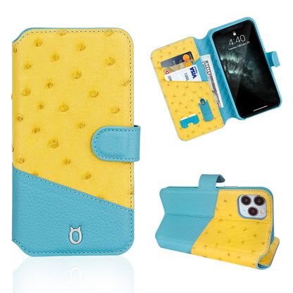 Ostrich Leather Flip Wallet Phone Case iPhone 11 Pro