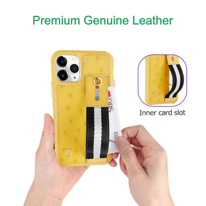 Ostrich Kickstand Leather Case iPhone 11 Pro with stand function - Yellow