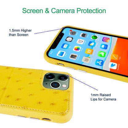 Ostrich Leather Phone Case with stand function_ iPhone 11 Pro